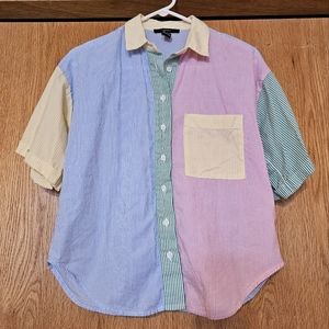 Forever 21 Pinstripe Colorblock shirt, size Small